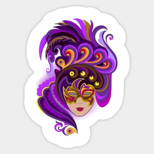 Witch in carnival mask Sticker